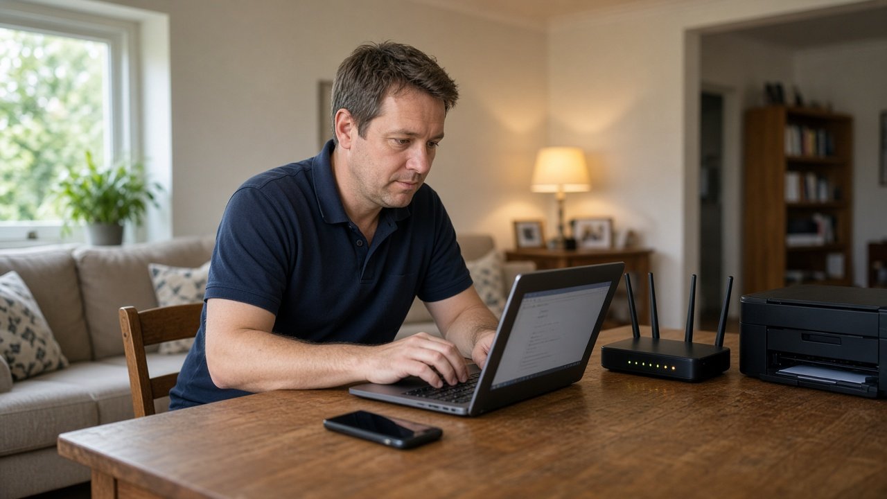 Technician providing home IT support